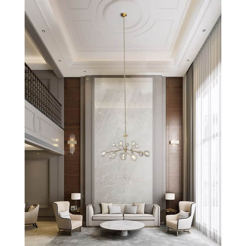 Brass Sputnik Modern Crystal Chandelier 43 in Wide 18 Lights