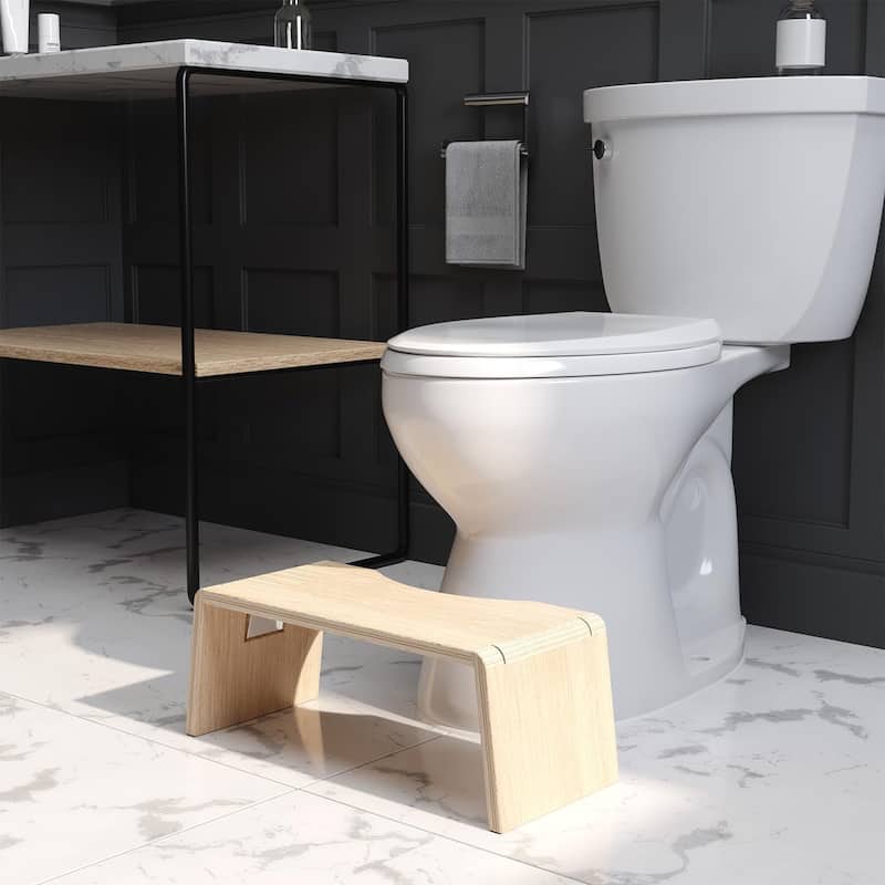 Squatty Potty Oslo Oak Folding Toilet Stool, Compact Stylish and Space-Saving Design for Better Bathroom Posture