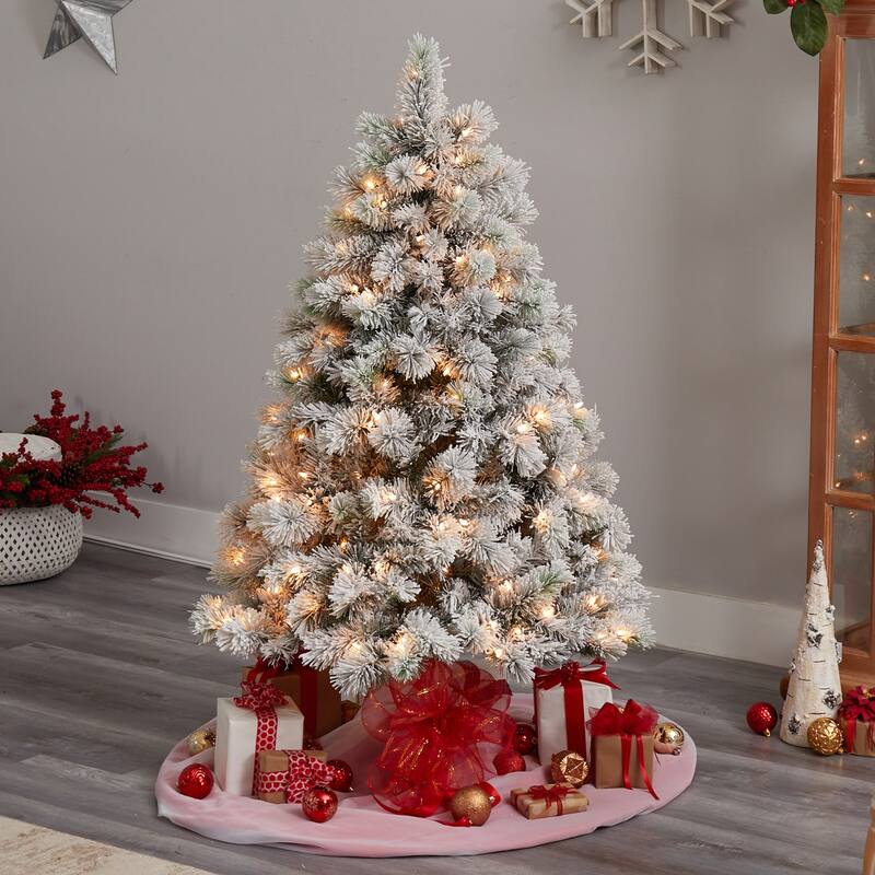 5Ft Artificial Christmas Tree with Lights - Retro Pine Holiday Decor, Bendable Branches - Green - 60