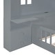 preview thumbnail 37 of 37, Wooden Floor Platform Bed with House Shape Storage Wingback Headboard, House Bed with USB, Window and Bedside Drawers