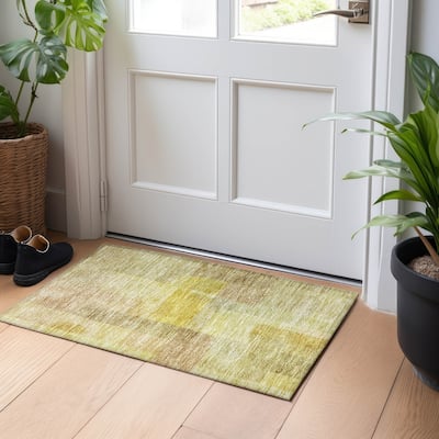 Machine Washable Indoor/ Outdoor Contemporary Abstract Chantille Rug