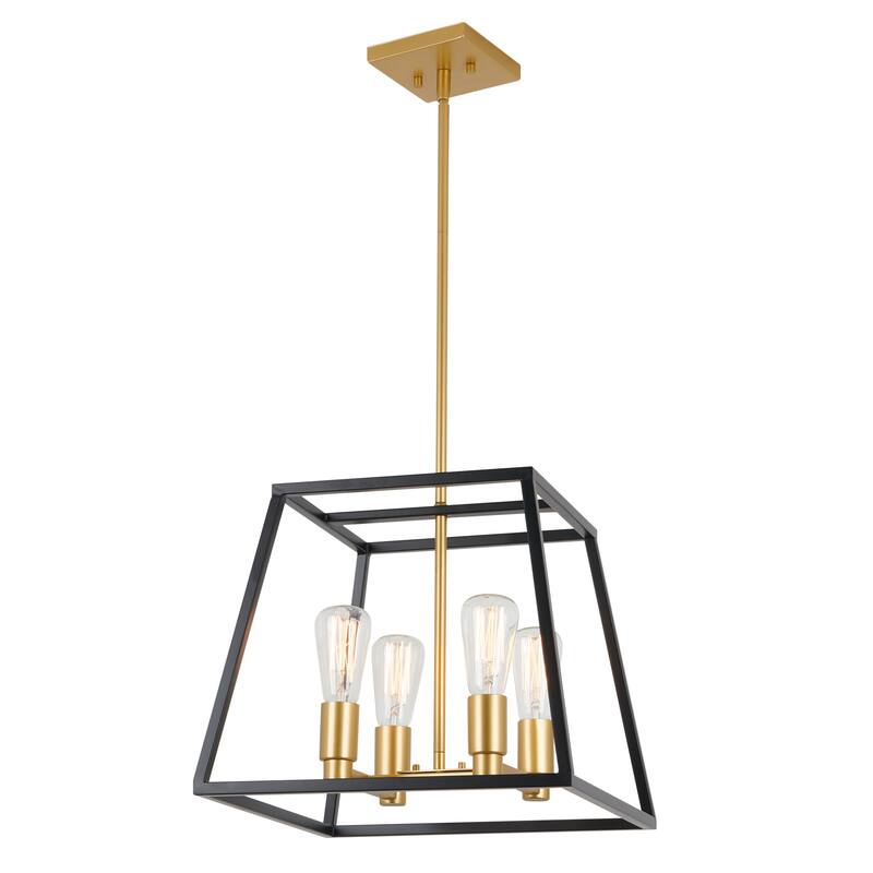 Artika Carter Square Chandelier 15 inch (without bulbs), Black and Gold