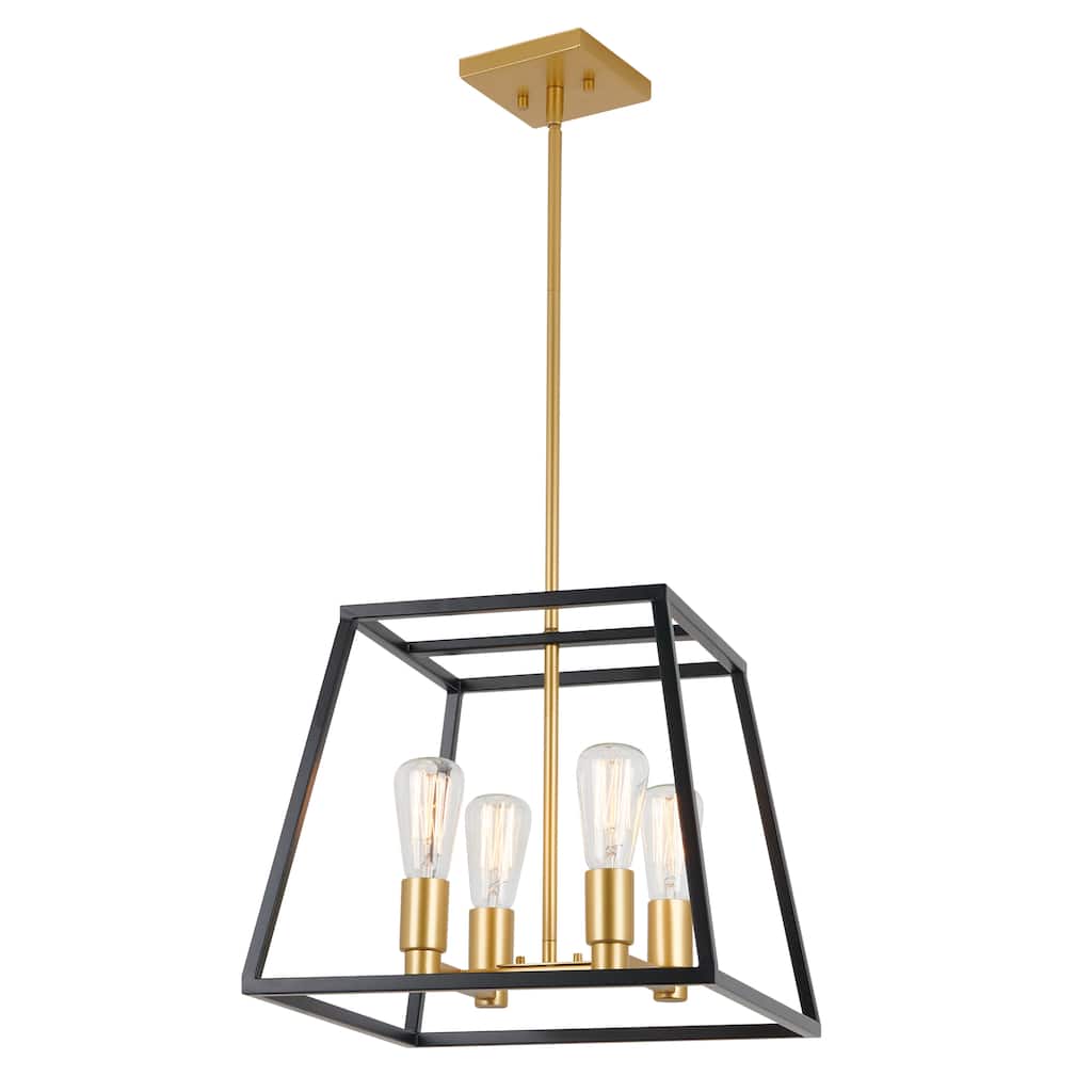 Artika Carter Square Chandelier 15 inch (without bulbs), Black and Gold