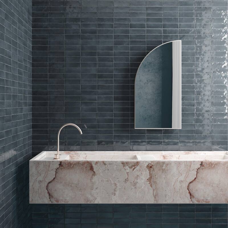Merola Tile Coco Glossy Blue Night 2" x 5-7/8" Porcelain Wall Tile