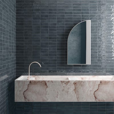 Merola Tile Coco Glossy Blue Night 2" x 5-7/8" Porcelain Wall Tile
