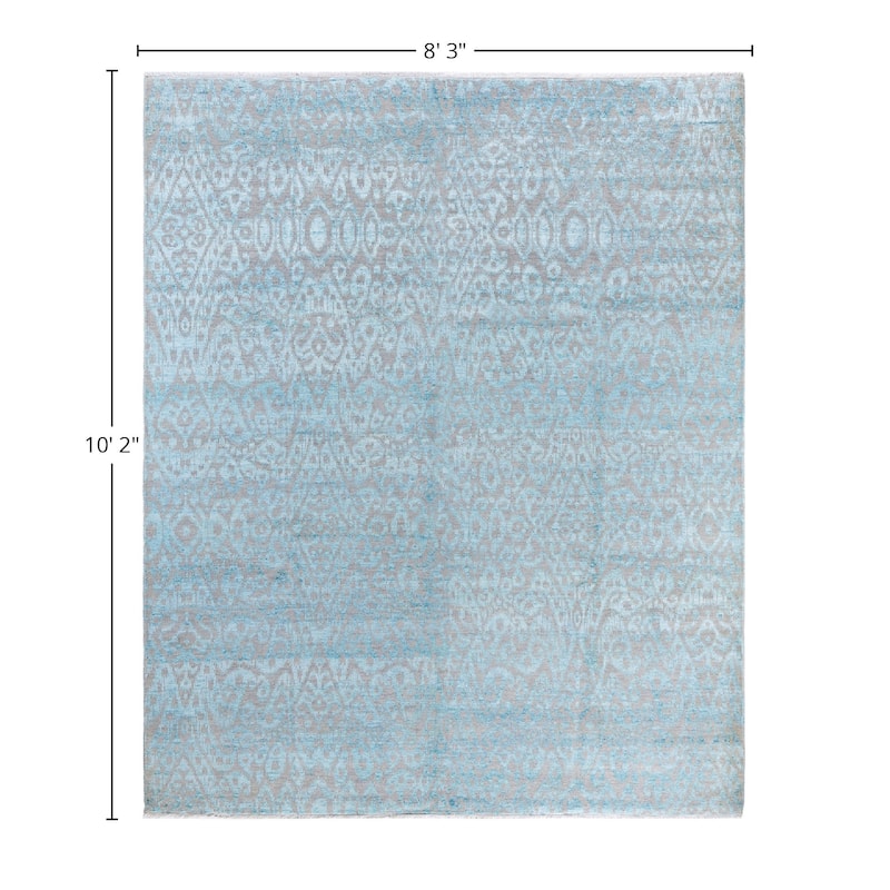 Ikat One-of-a-Kind Handmade Area Rug, Blue - 8' 3" x 10' 2"