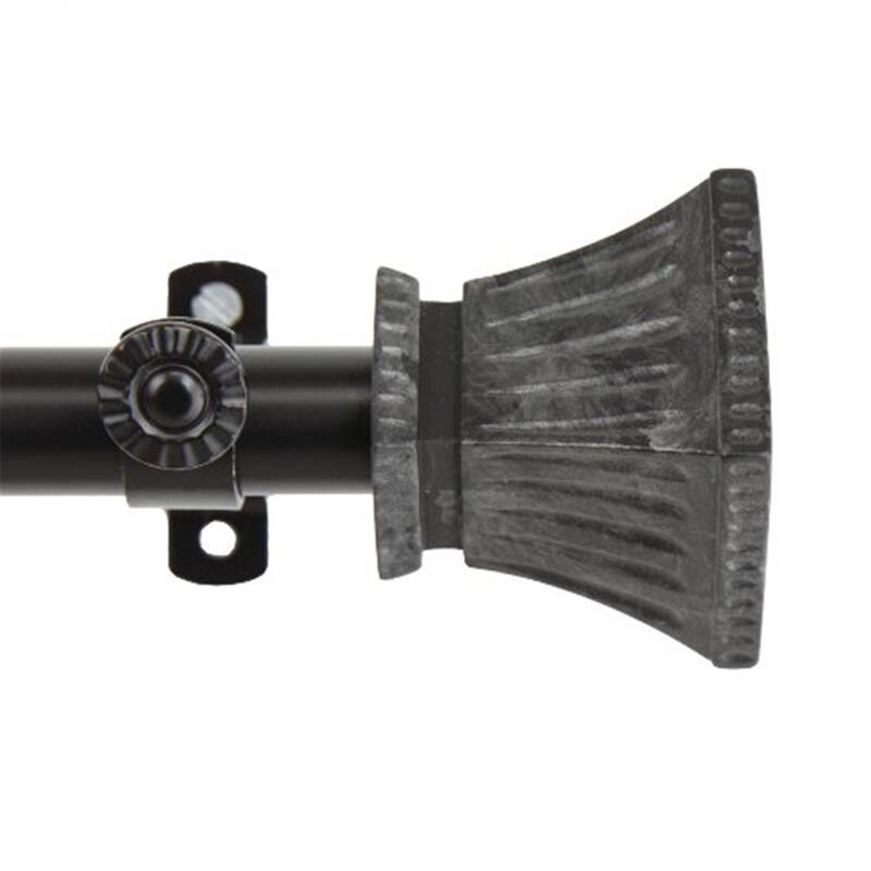 Luxury Black Curtain Rod 28-48 Inch - Metal Window Rod with Finials - Wall Mount Home Decor - 48
