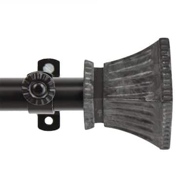 Luxury Black Curtain Rod 28-48 Inch - Metal Window Rod with Finials - Wall Mount Home Decor - 48