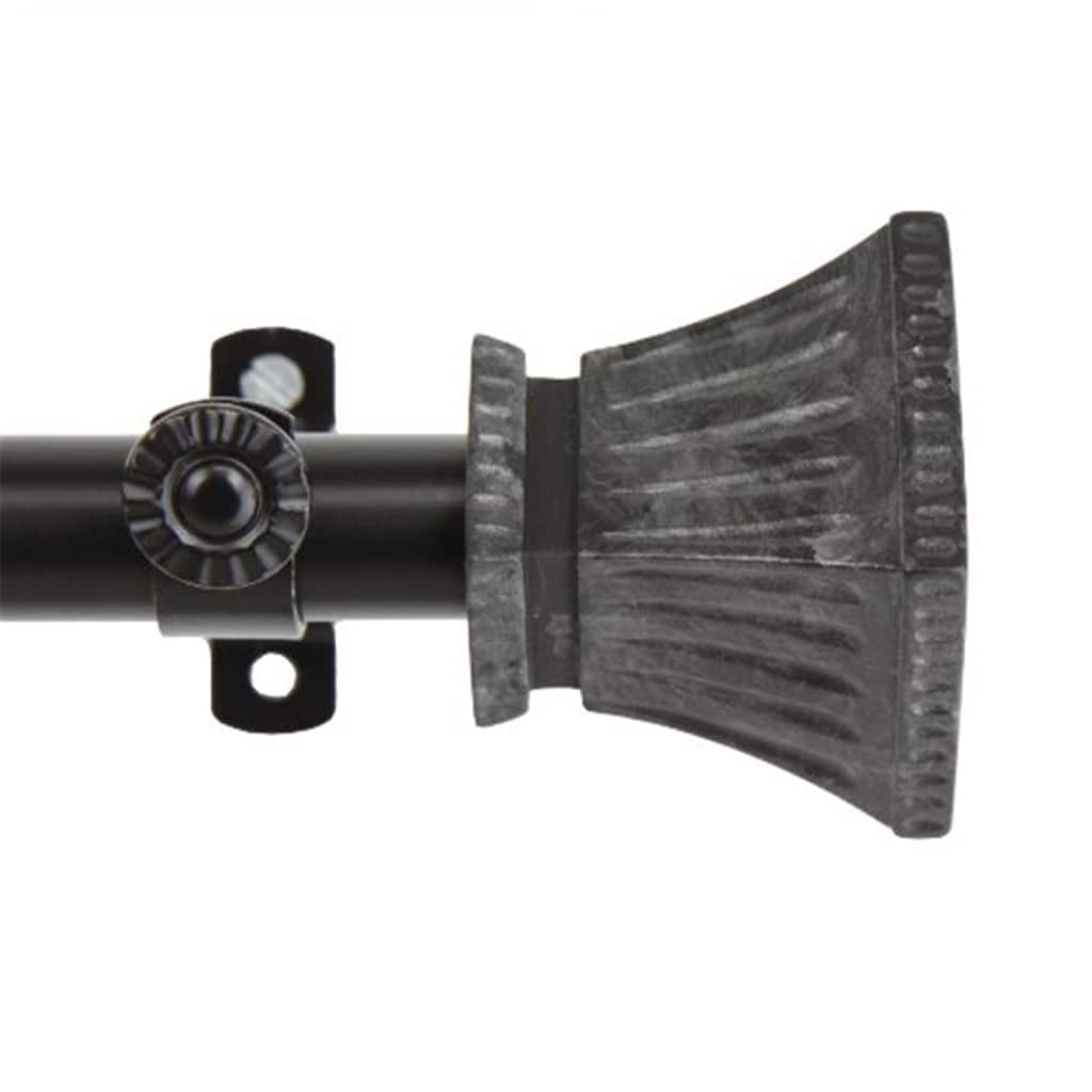 Luxury Black Curtain Rod 28-48 Inch - Metal Window Rod with Finials - Wall Mount Home Decor - 48