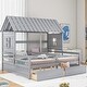 preview thumbnail 1 of 11, Gray Twin Size Solid Wood House Platform Beds with Two Drawers for Boys and Girl Shared Beds Gray