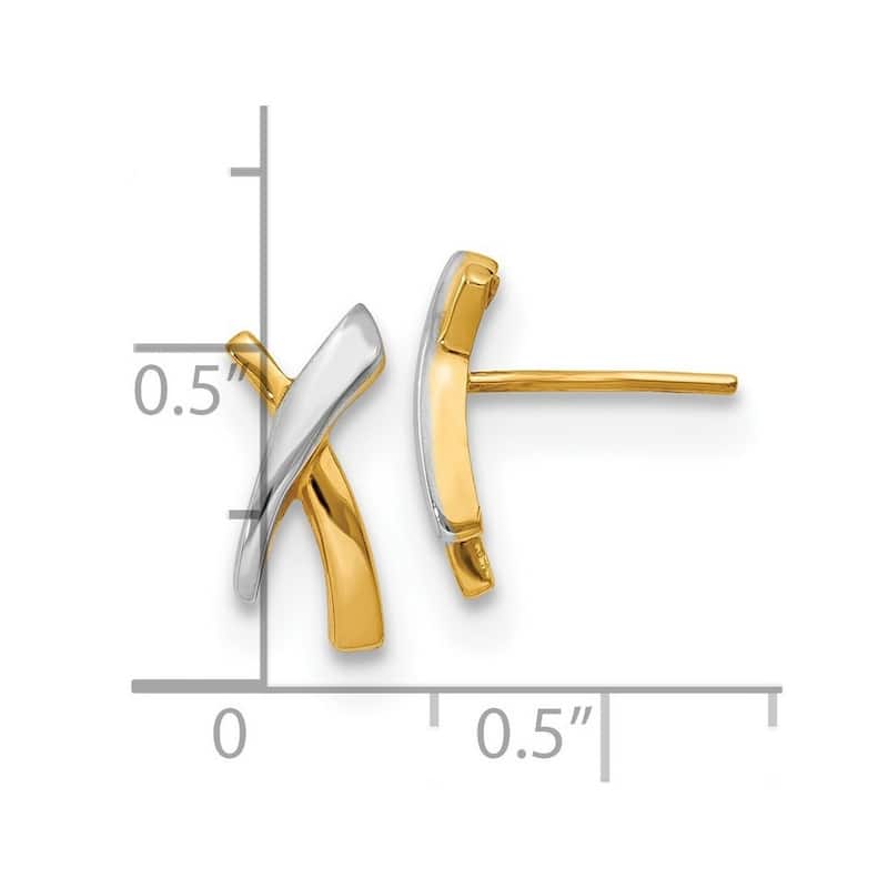 Curata 14k With Rhodium X Post Earrings - 13x5mm Wide