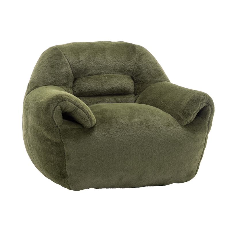 Comfy Bean Bag Sofa With Back Support, Faux Fur Bean Bag Chair For Adults And Kids