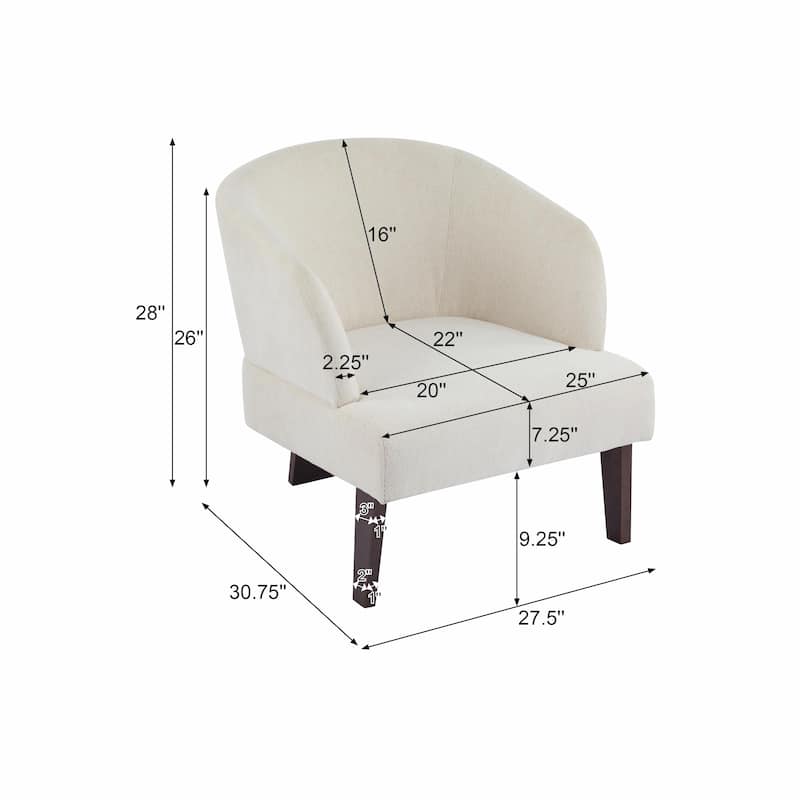 Modern Accent Chair with Round Back & Wooden Legs
