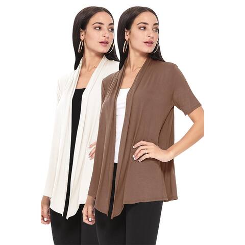 Women's Casual Short Sleeve Solid Cardigan (Pack of 2) Made in USA