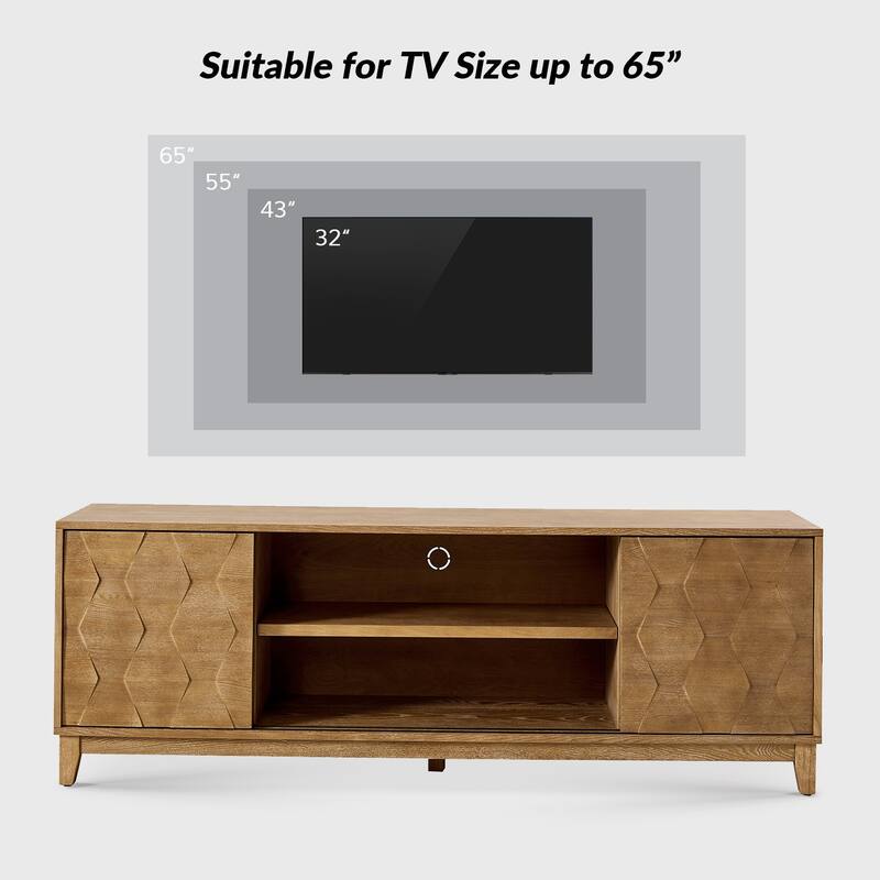 August Modern Media Console TV Stand with 2 Drawers and Sliding Doors for TVs up to 78" by HULALA HOME