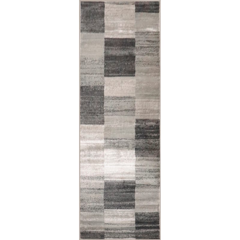 Modern Stripe Color Block Indoor Area Rug or Runner by Superior