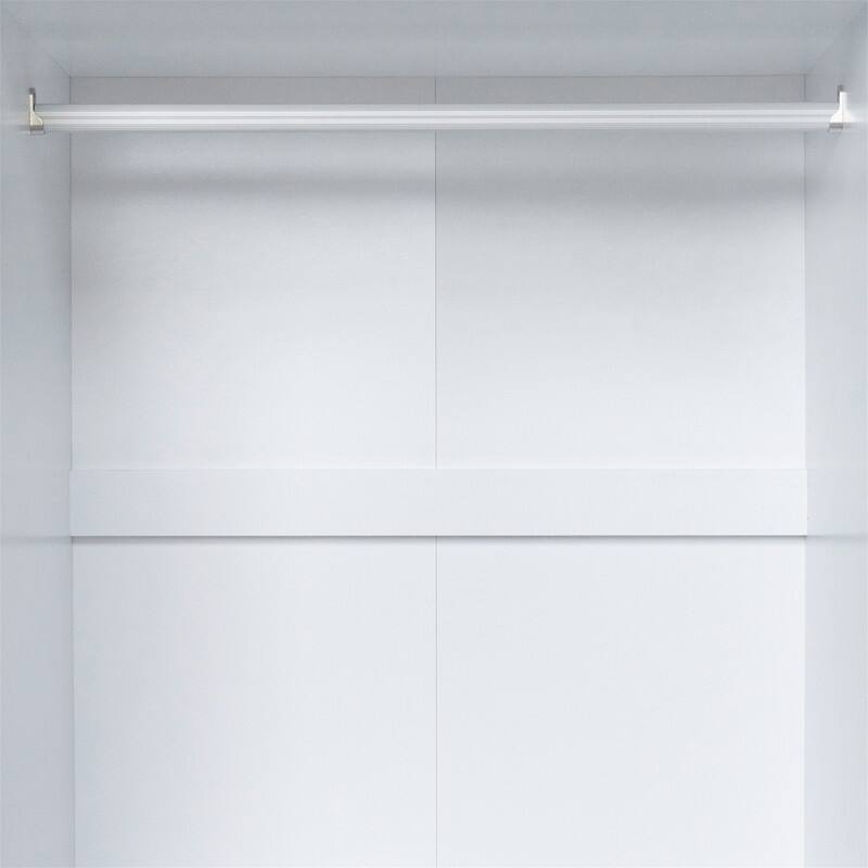 Open Style Wardrobe Closet with 3 Large Storage Drawers and Hanging Rods, Modern Armoire Clothing Organizer with Storage Shelves
