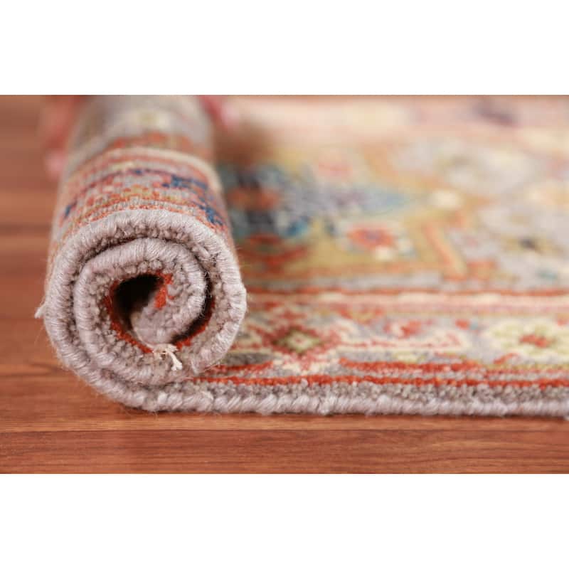 Geometric Heriz Serapi Oriental Accent Rug Hand-Knotted Wool Carpet - 2'0" x 3'0" - 2'0" x 3'0" - Grey