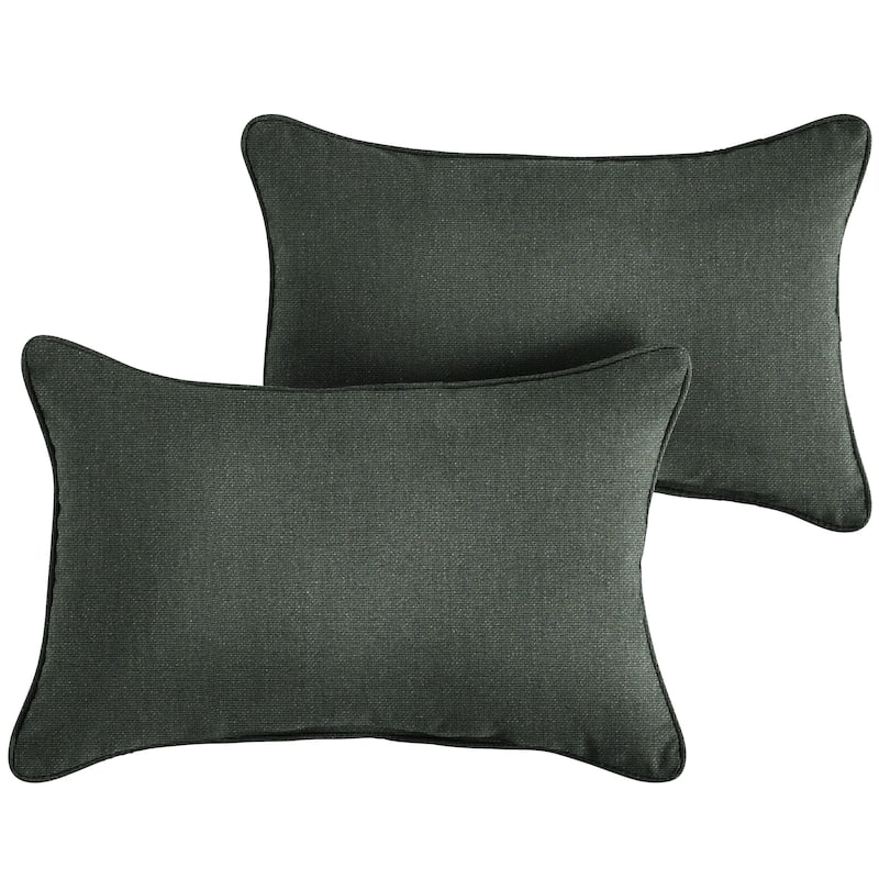 Sorra Home Sunbrella Outdoor Corded Pillow Set of 2 - Sunbrella - Cast Ivy - 16 in H x 26 in W x 6 in D