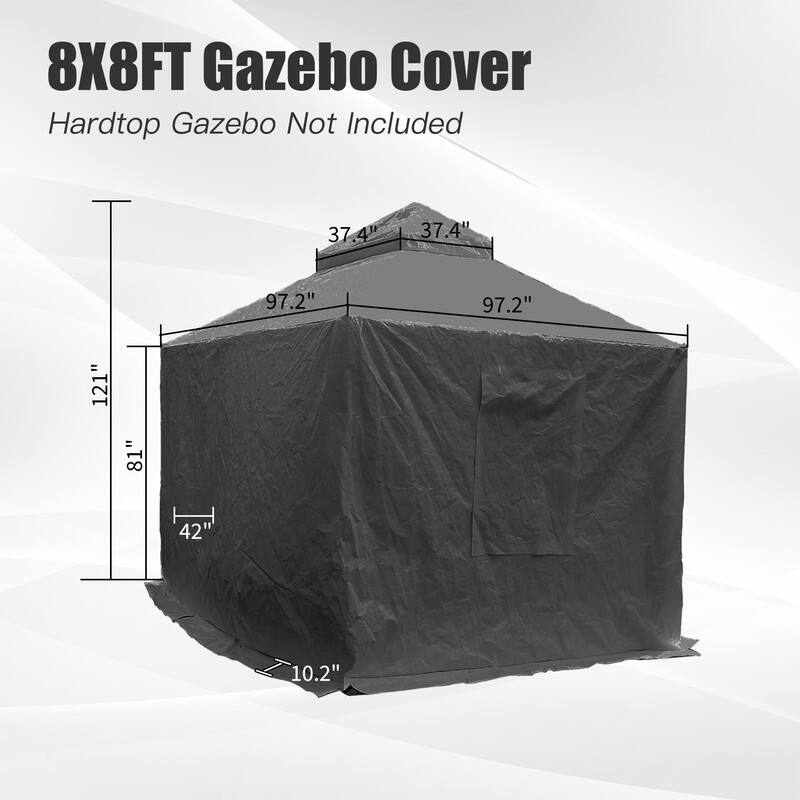 Domi 8' x 8' Universal Winter Gazebo Cover, All Season Waterproof Enclosed Cover with Sidewalls & Ventilated Mesh Windows, White