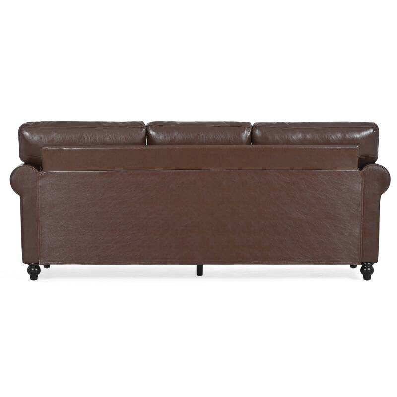 83.86" Fabric Roll-Arm 3-Seater Sofa with Pocket Spring Seat, PP Foam Backrest, and Solid Wood Frame
