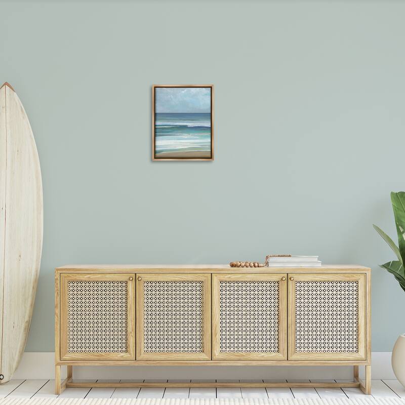 Stupell Calming Beach Wave Visage Framed Floater Canvas Wall Art Design By Sally Swatland