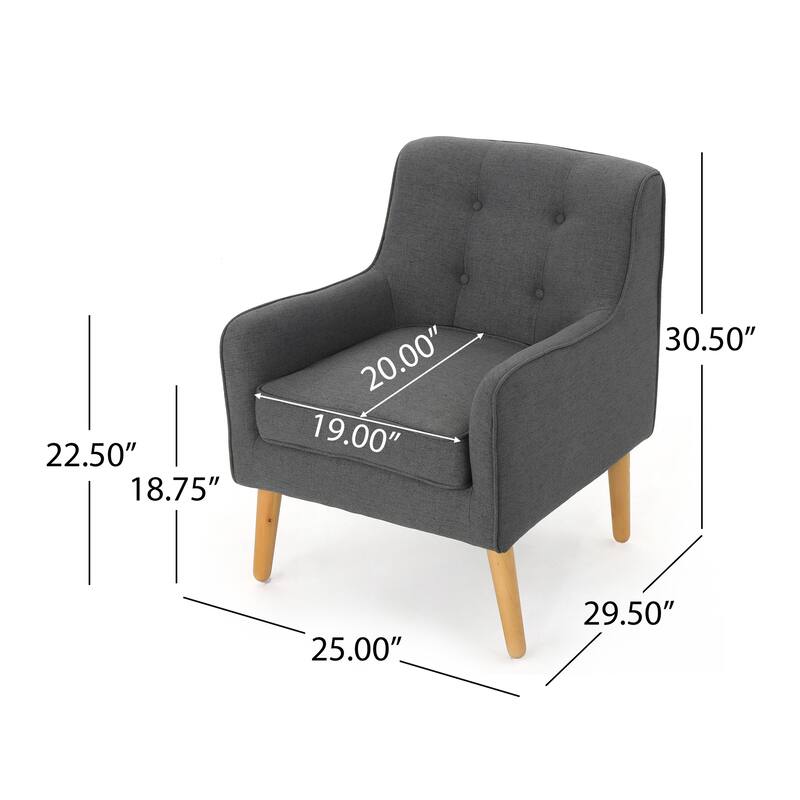 Merax Tufted Fabric Arm Chair with Wooden Legs