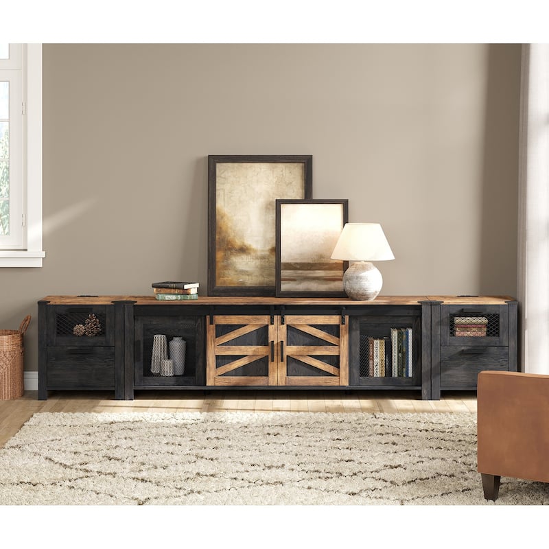 WAMPAT TV Stand set with Charging Station and Drawers - 1 Pack
