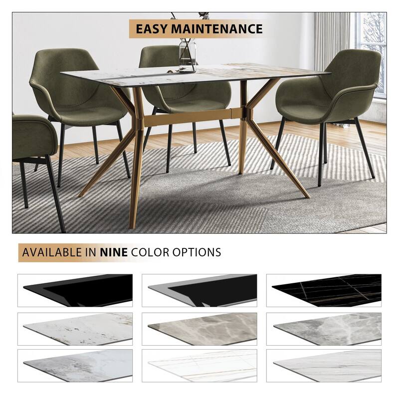 Elega Rectangular Dining Table with Sintered Stone/Glass Top