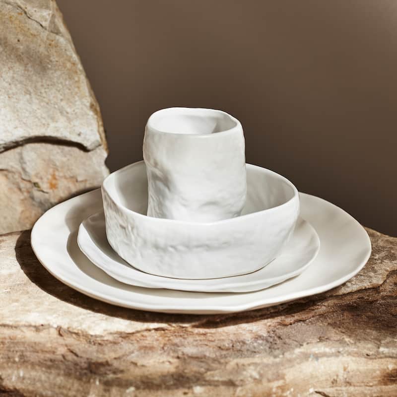 Stone by Mercer Project ATIK Stoneware Dinnerware Set - White - 16 Piece