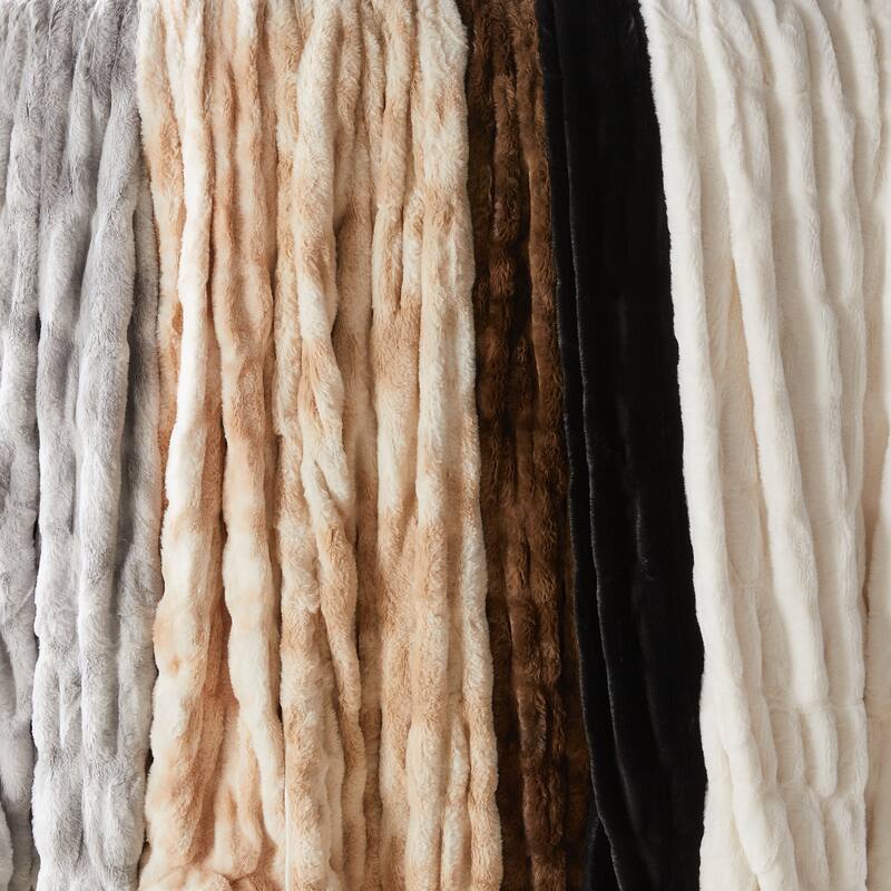 Luxurious Ruched Faux Fur Reversible Microfiber Throw