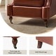 preview thumbnail 8 of 13, Honorio Traditional Genuine Leather Armchair with Solid Wood Legs and Front Casters Set of 2 By HULALA HOME