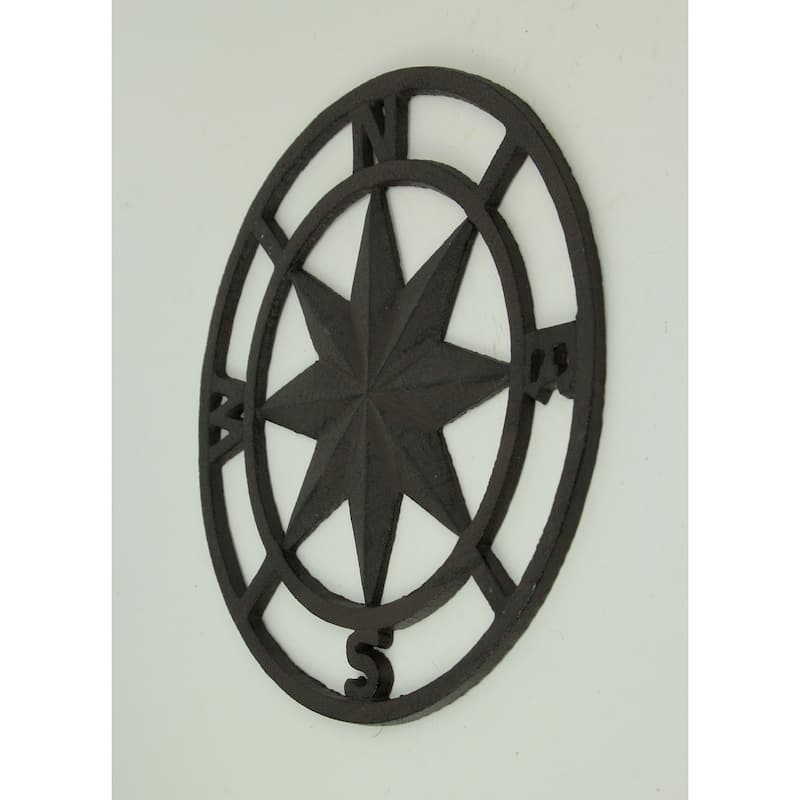 Brown Cast Iron Nautical Compass Rose Indoor/Outdoor Wall Hanging