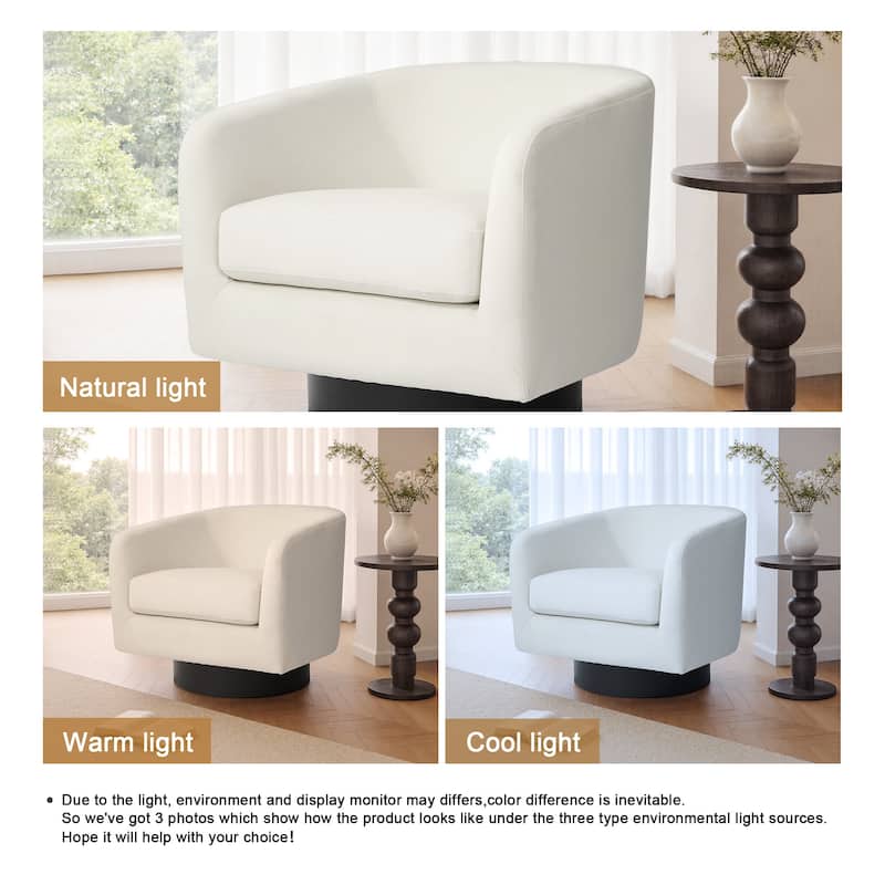UIXE 360° Swivel Barrel Accent Chair Velvet Armchair For Living Room