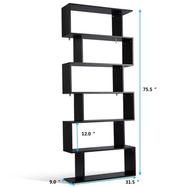 Shop 6 Tier S Shaped Bookcase Z Shelf Style Storage Bookshelf