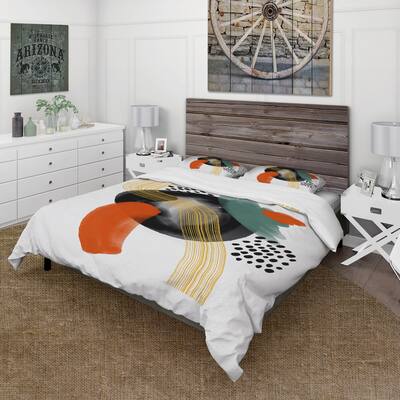 Designart 'Minimalistic Composition With Black Polka Dots' Modern Duvet Cover Set