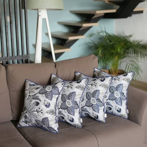 Blue Forest Sky Jacquard Throw Pillow Covers (Set of 4)