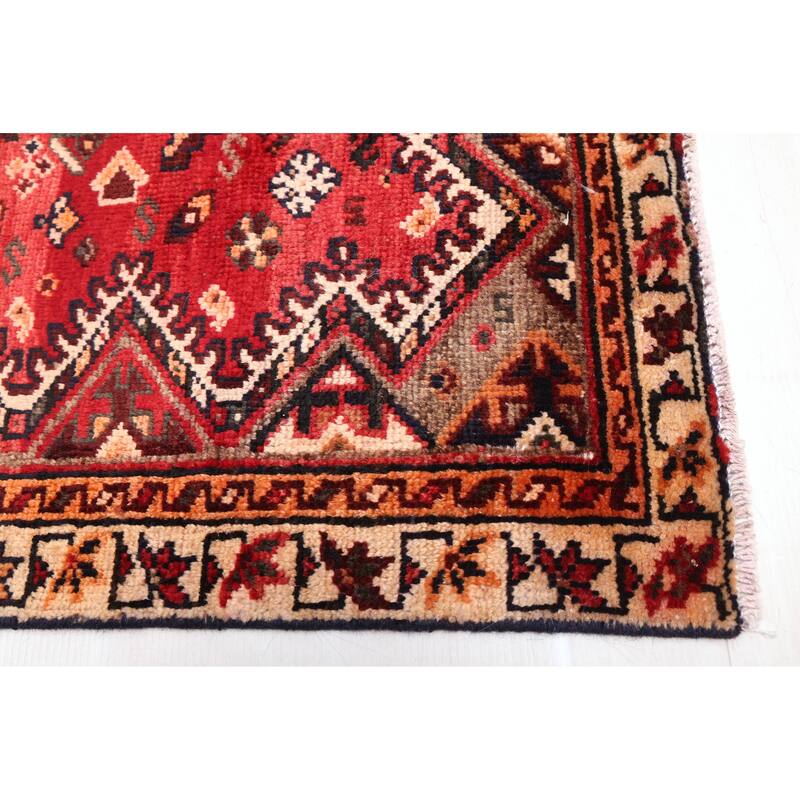 ECARPETGALLERY Hand-knotted Melis Vintage Red Wool Rug - 4'3 x 9'4