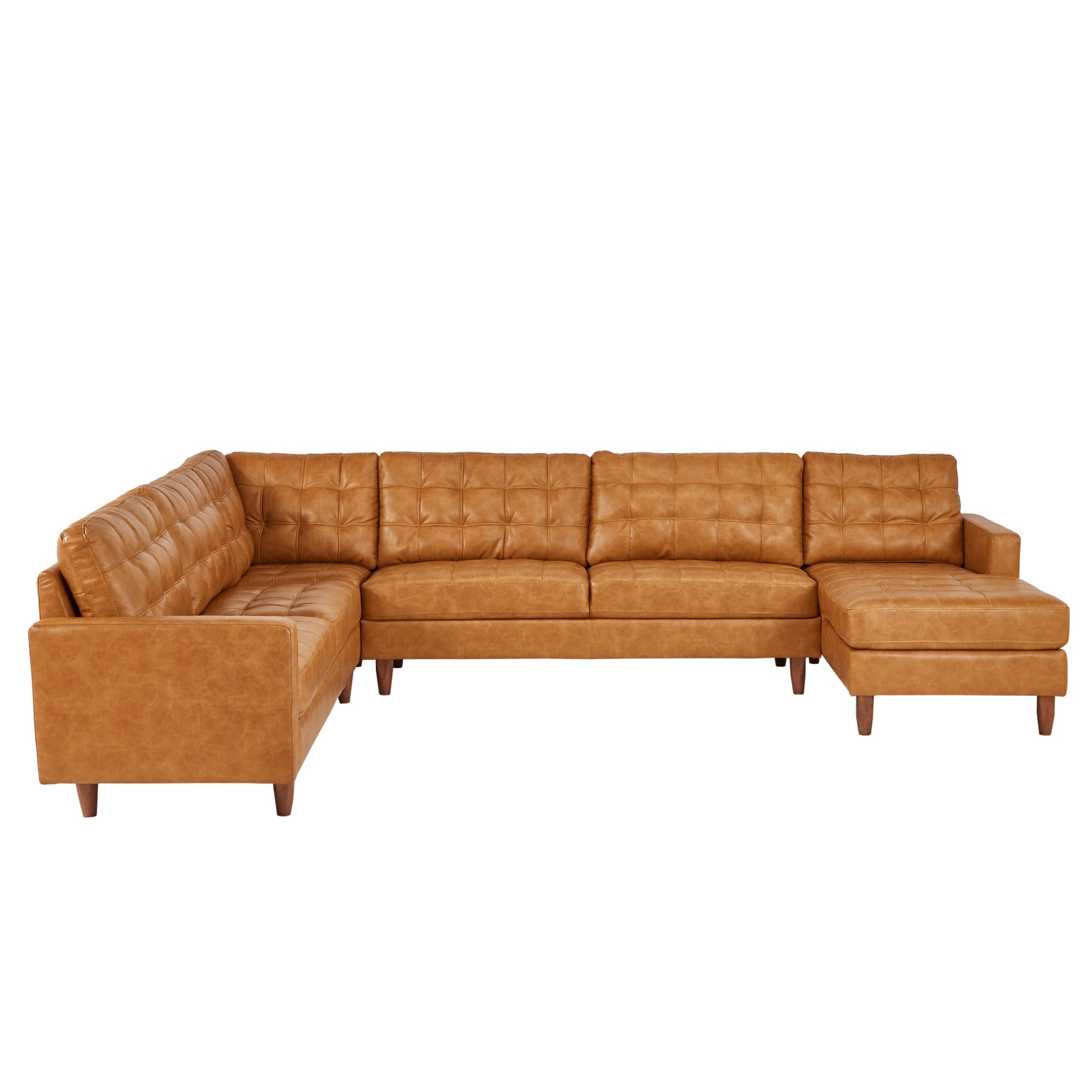 Odin Caramel Leather Gel L Shape Sectional with Chaise by iNSPIRE