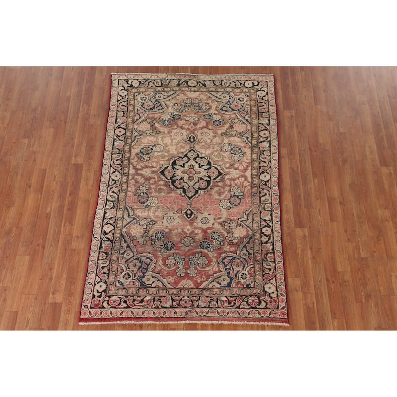 Mahal Antique Persian Area Rug Handmade Wool Carpet - 4'3"x 6'5"