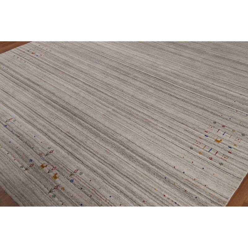 Striped Gabbeh Oriental Area Rug Handmade Wool Carpet - 7'9" x 9'8"