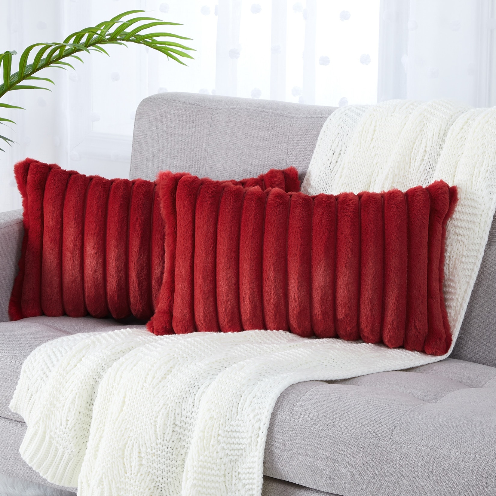 Red Faux Fur Throw Pillows Bed Bath Beyond