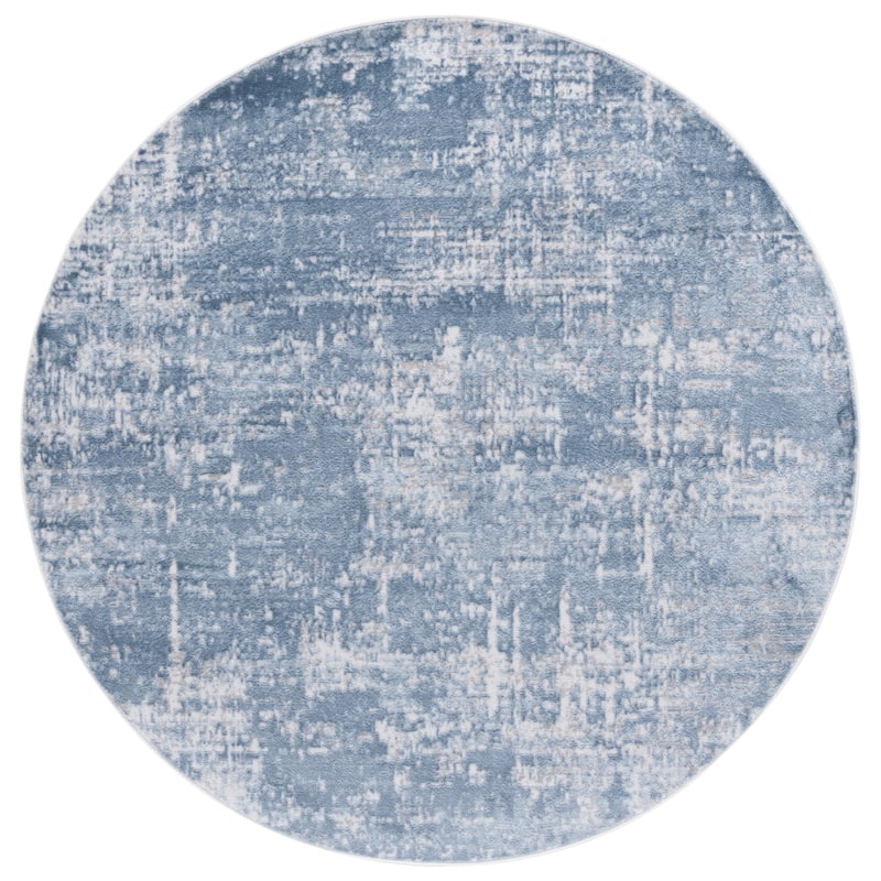 SAFAVIEH Amelia Modern Abstract Rug - 6'7" Round - Ivory/Steel Blue - Round