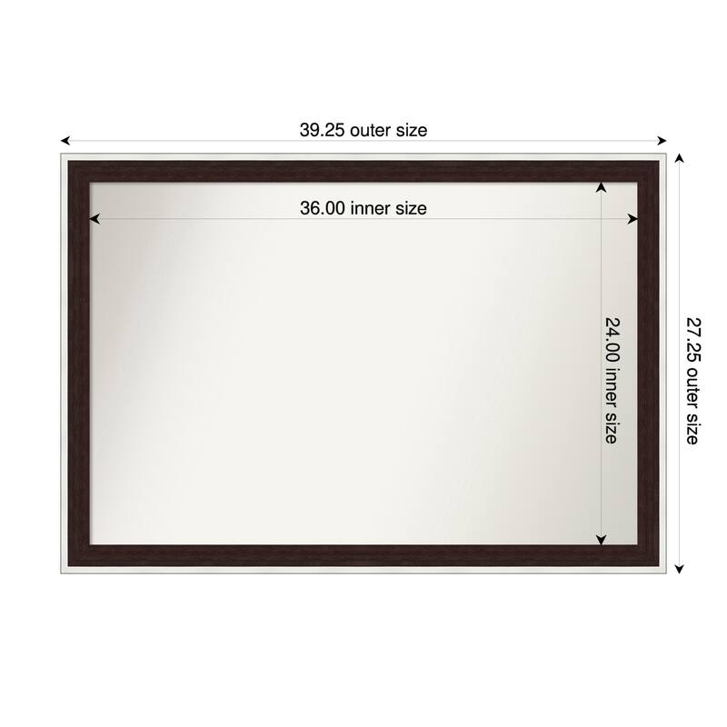 Maya Non-Beveled Framed Bathroom Vanity Wall Mirror - 39 x 27 in - Maya Espresso Silver
