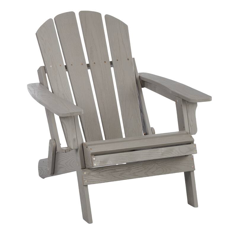 Oversize Embossed Wooden Outdoor Folding Adirondack Chair with Pre-Assembled BackRest & SeatBoard,for Garden Pool Deck Firepit