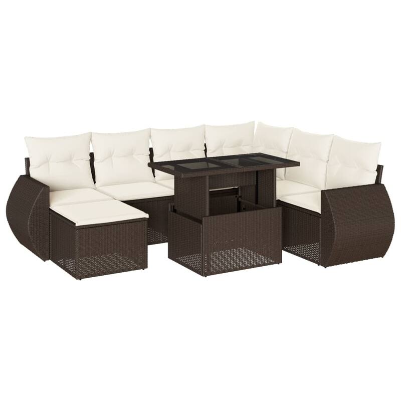 vidaXL Patio Sofa Set with Cushions Outdoor Furniture 8 Piece Poly Rattan