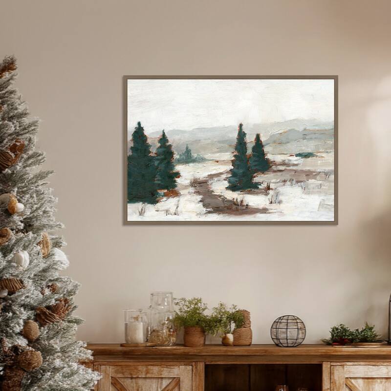Melting Snow I by Ethan Harper Framed Canvas Wall Art Print - Sylvie Dark Gold