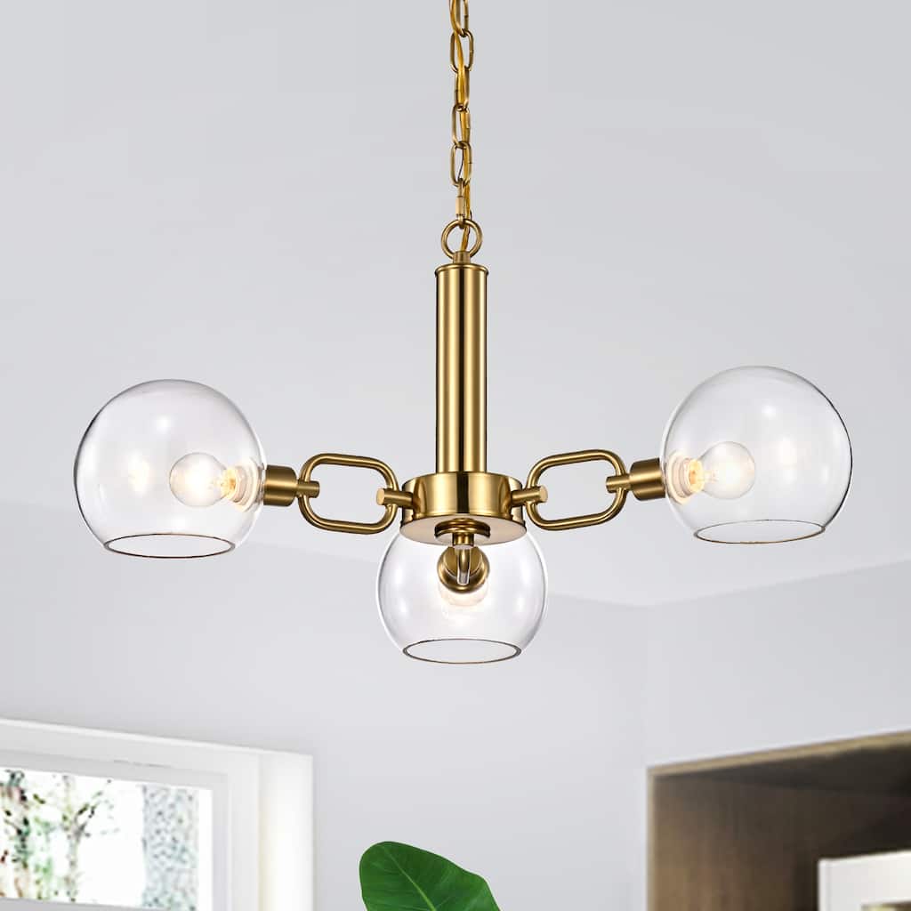 Andres Gold with 3 Light Bulb Chandelier