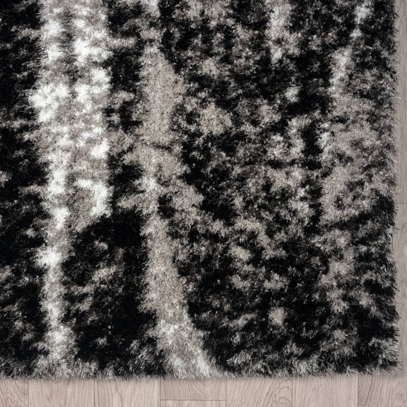 Zenith Abstract Shag Grey Tones Area Rug
