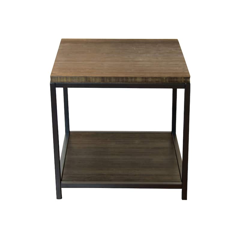 Eccostyle 2-Tier Solid Bamboo Steel Frame End Table - Brushed Brown - 20x20x20 - Brushed Brown